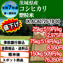 コシヒカリ整粒米 精白米 茨城県 R7年産【IK-ACA07253-TB 5kg袋×5入】